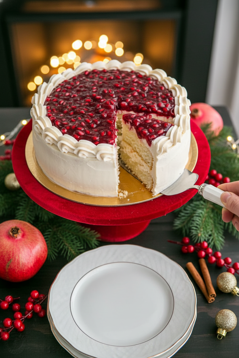 Pomegranate Christmas Cake Recipe