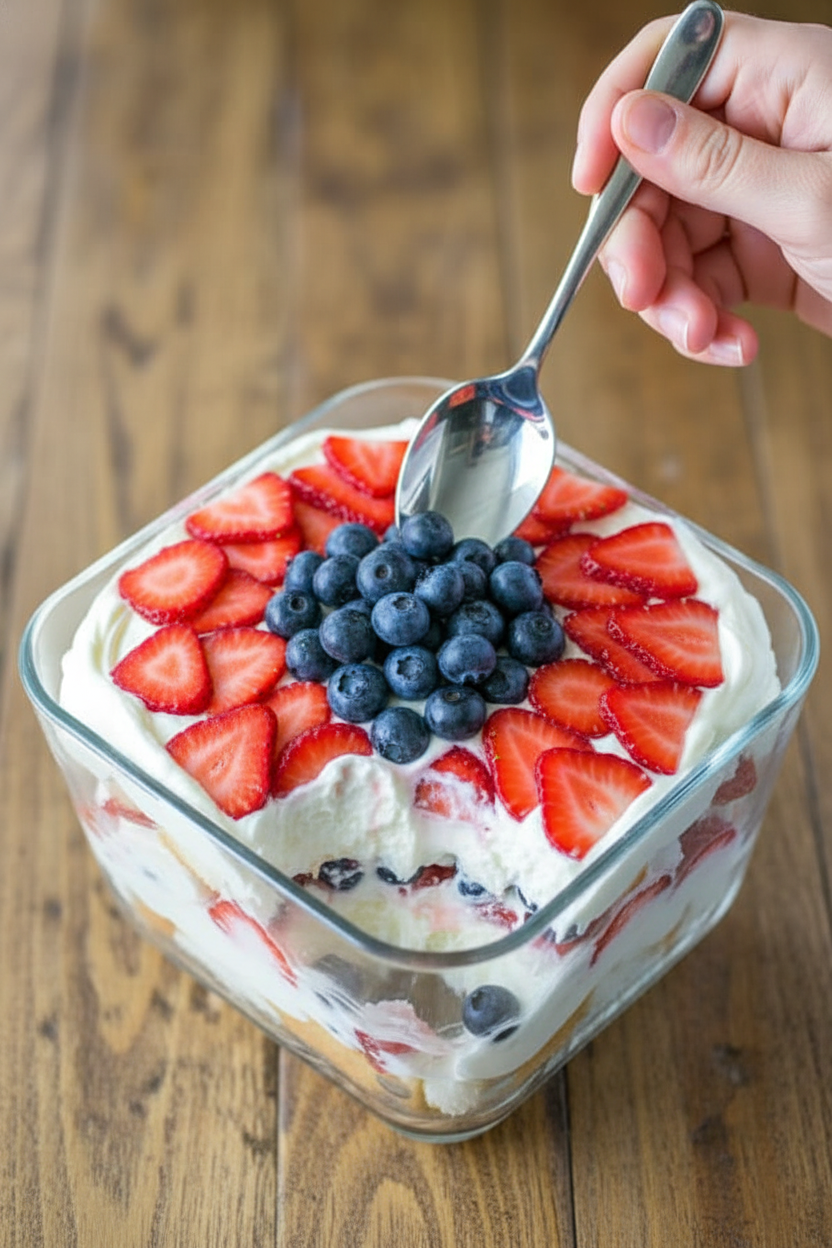 No-Bake Strawberry Blueberry Trifle