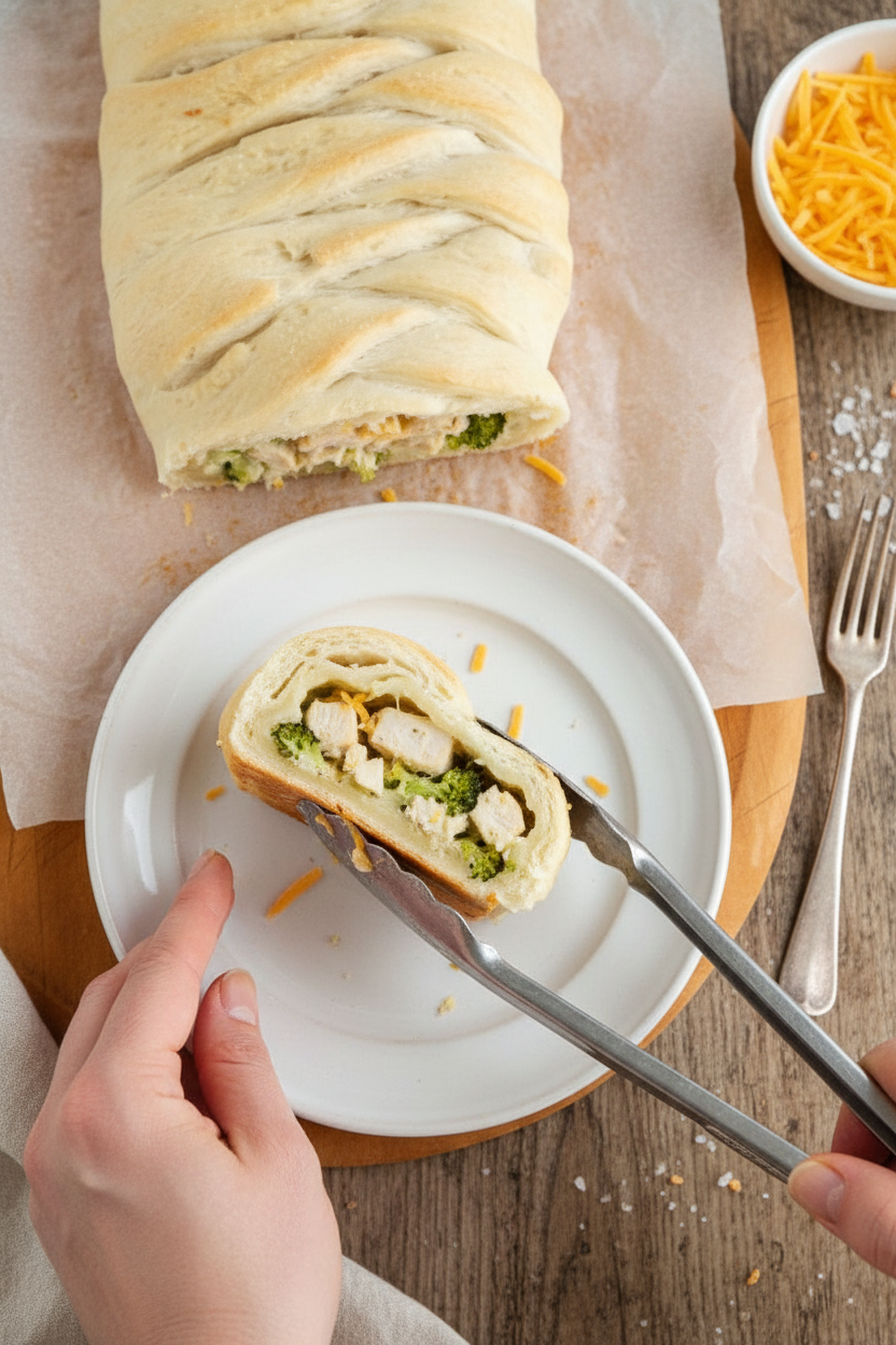 Cheesy Chicken Broccoli Braid