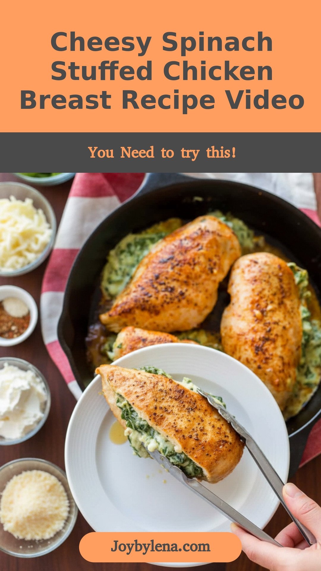 Cheesy Spinach Stuffed Chicken Breasts (VIDEO)