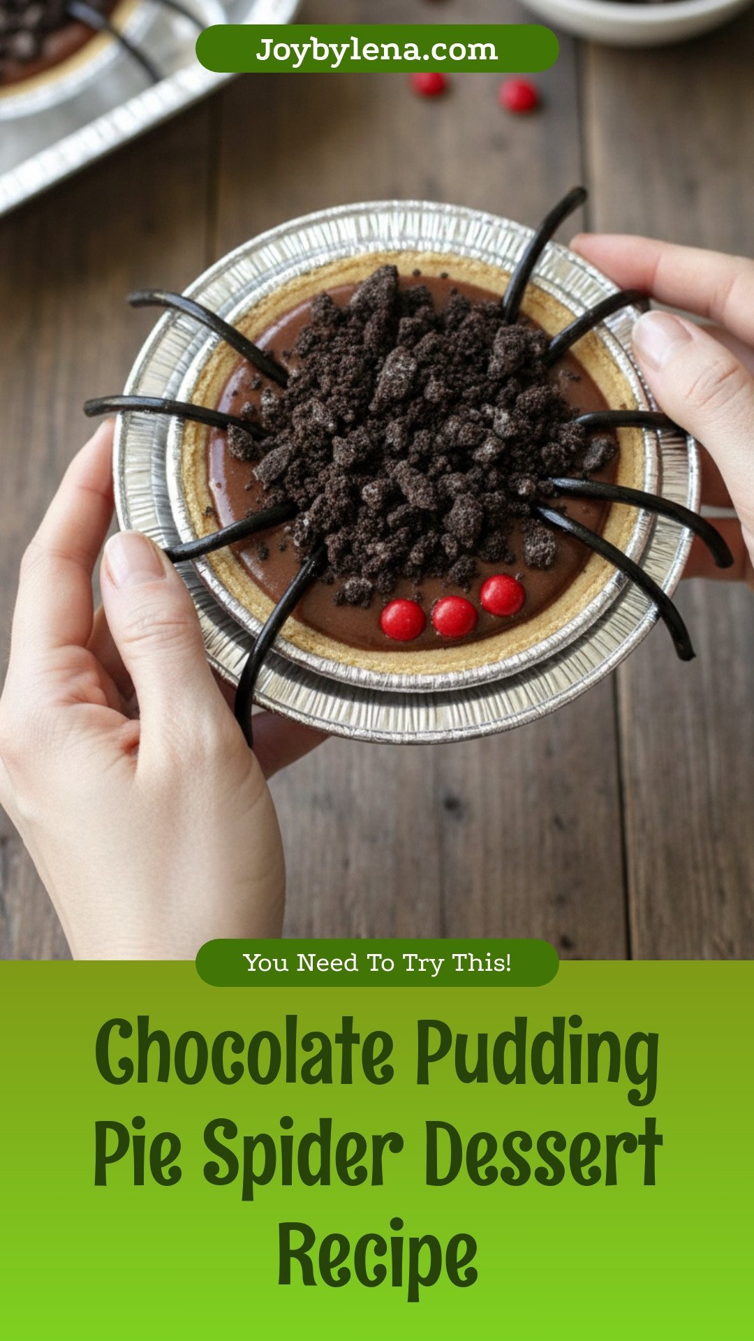 Chocolate Pudding Pie Spiders