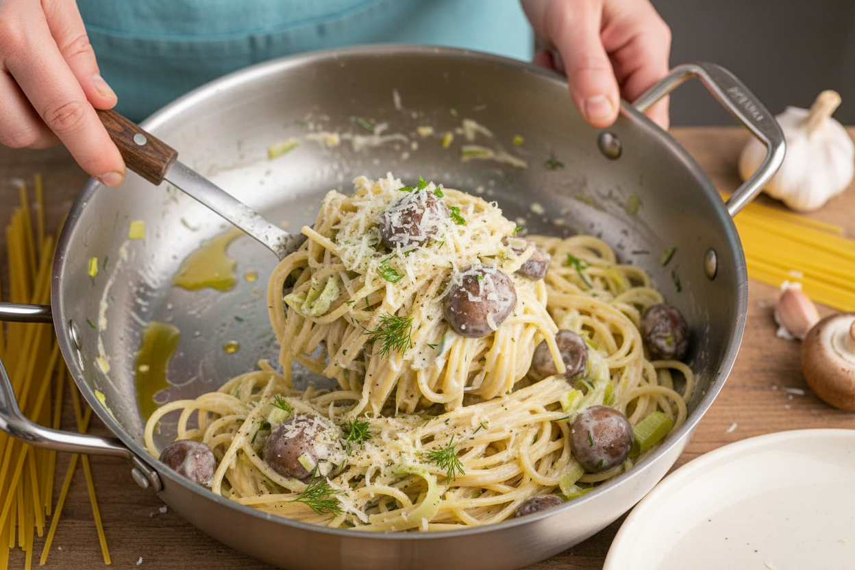 Creamy Mushroom and Leek Pasta Recipe