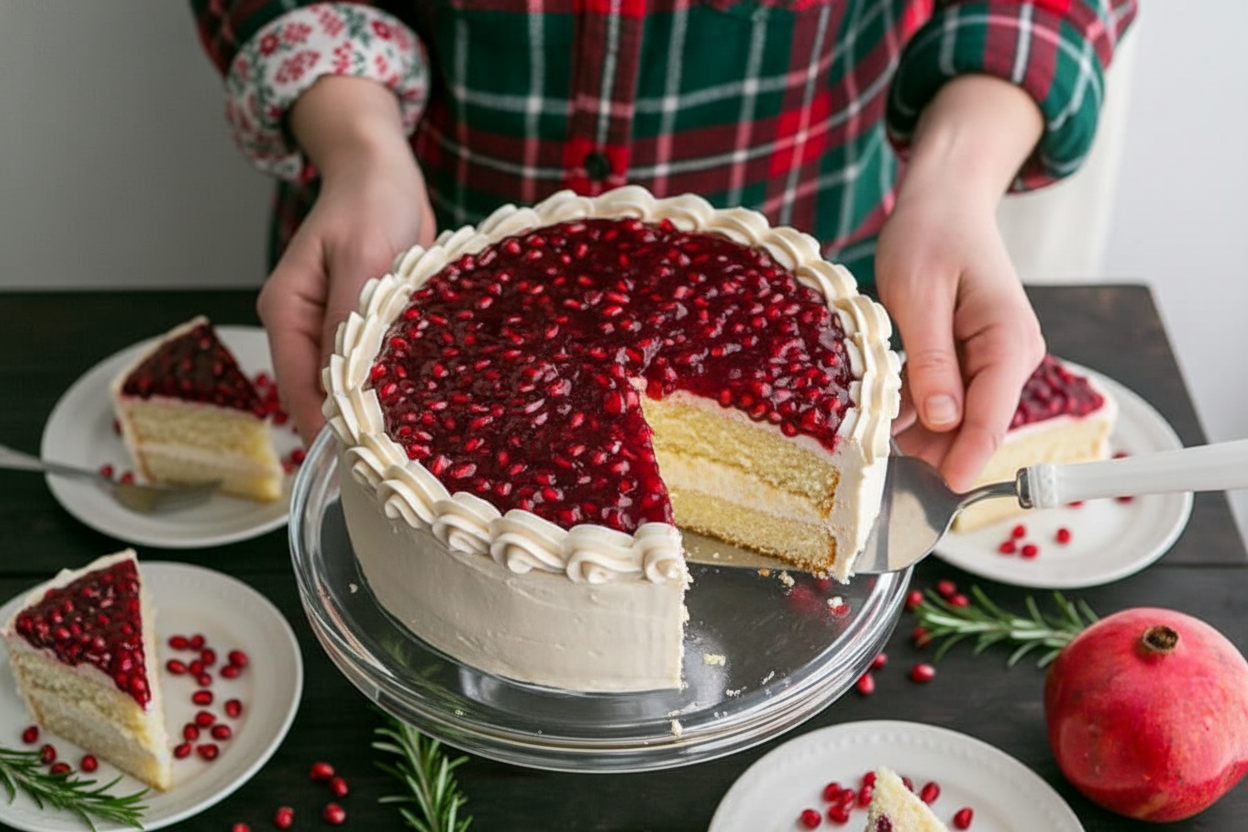 Festive Pomegranate Christmas Cake Recipe