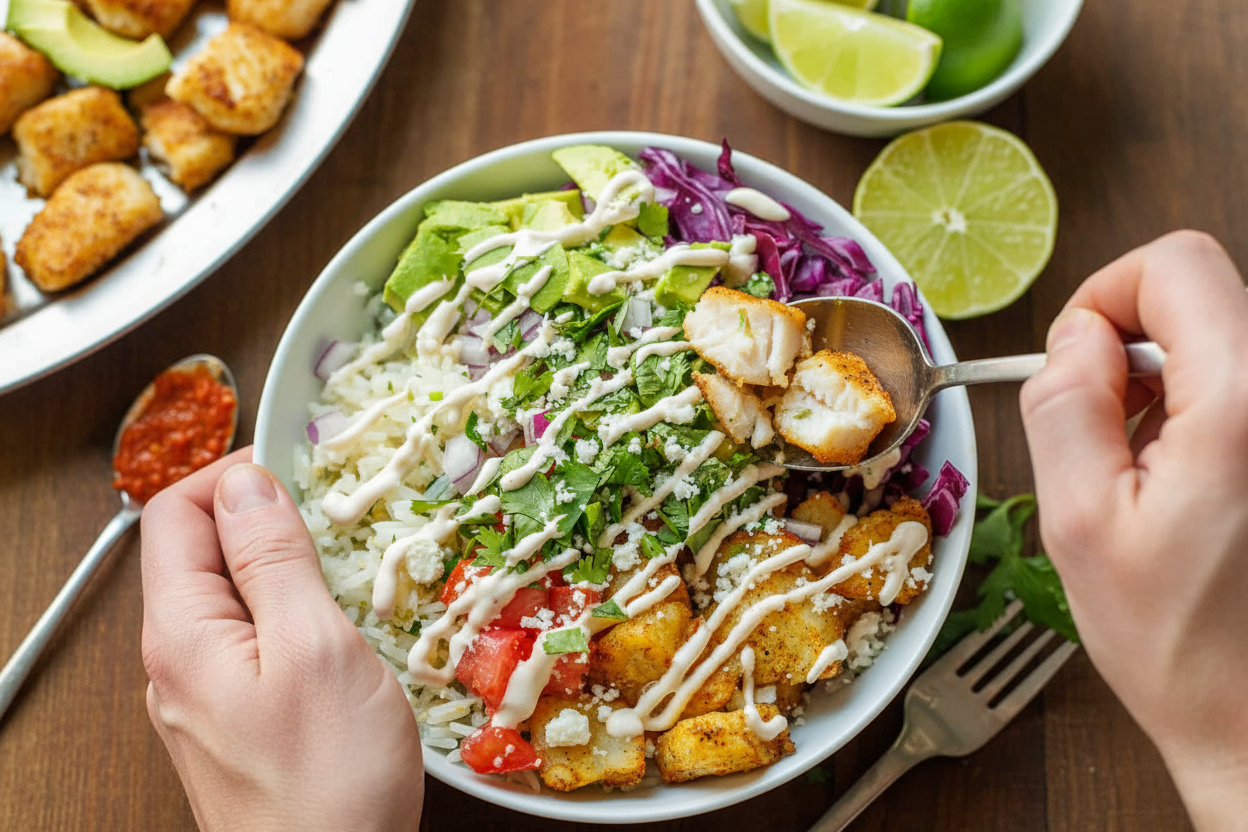 Easy Fish Taco Bowl Recipe Video Tutorial