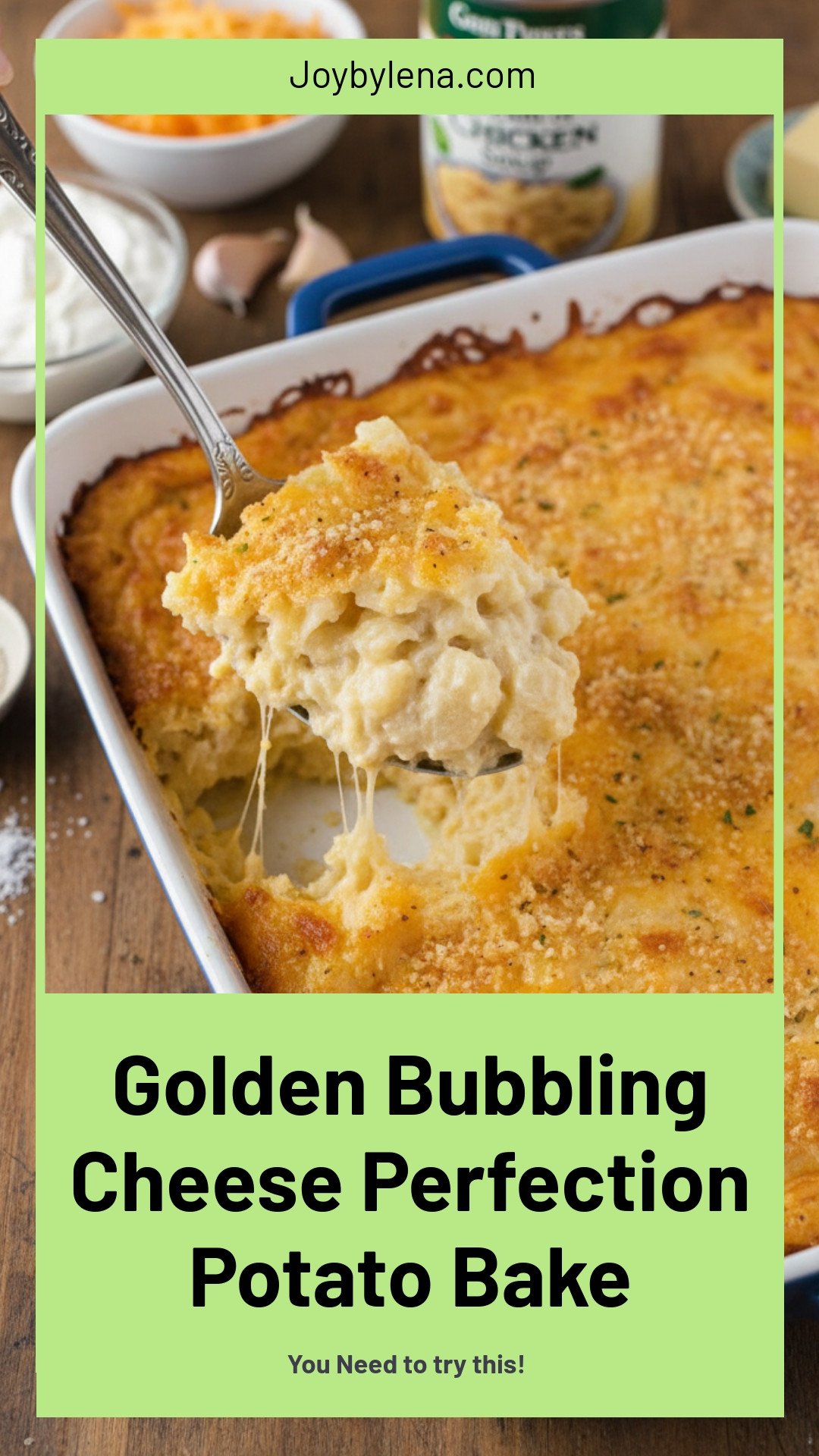 Cheesy Potato Bake: Golden, bubbling cheese perfection.