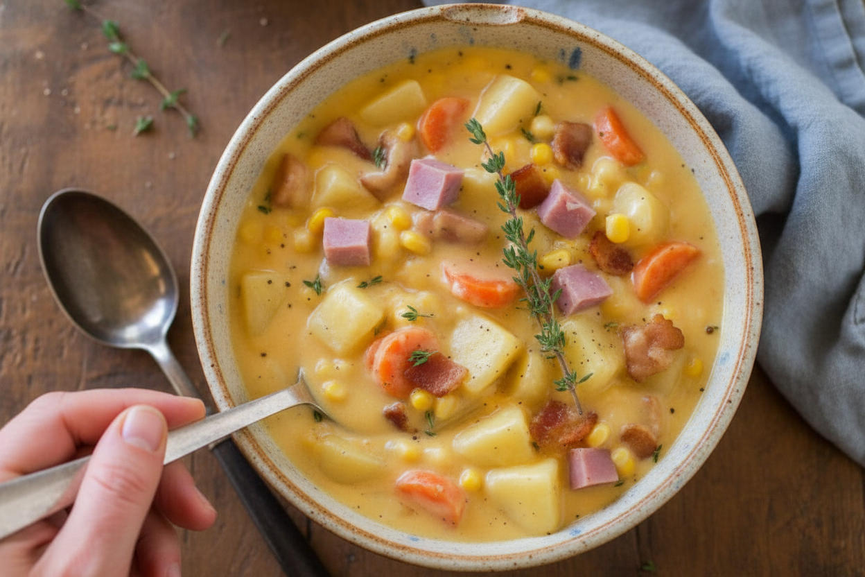 Hearty Ham Potato Corn Chowder Recipe