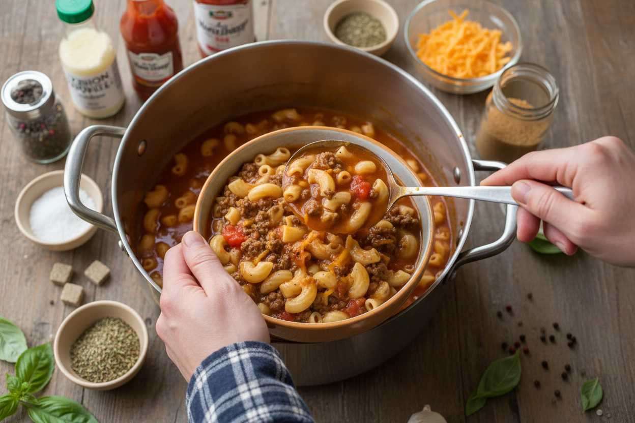 Hearty Hamburger Macaroni Soup Recipe