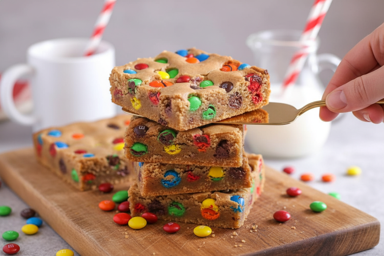 M&M Cookie Bars Recipe Easy Dessert