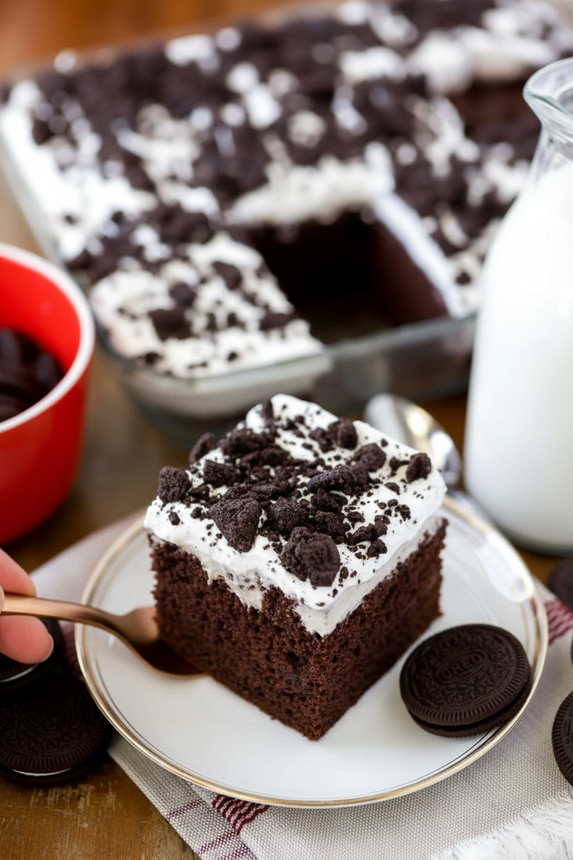 Oreo Pudding Poke Cake