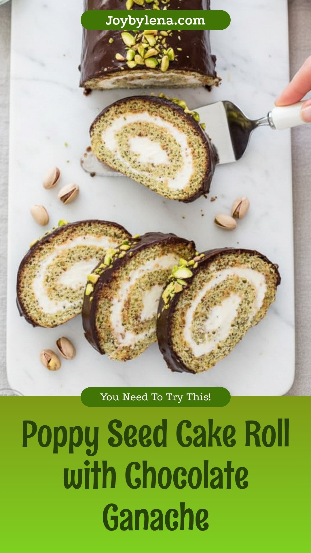 Poppy Seed Cake Roll with Chocolate Ganache