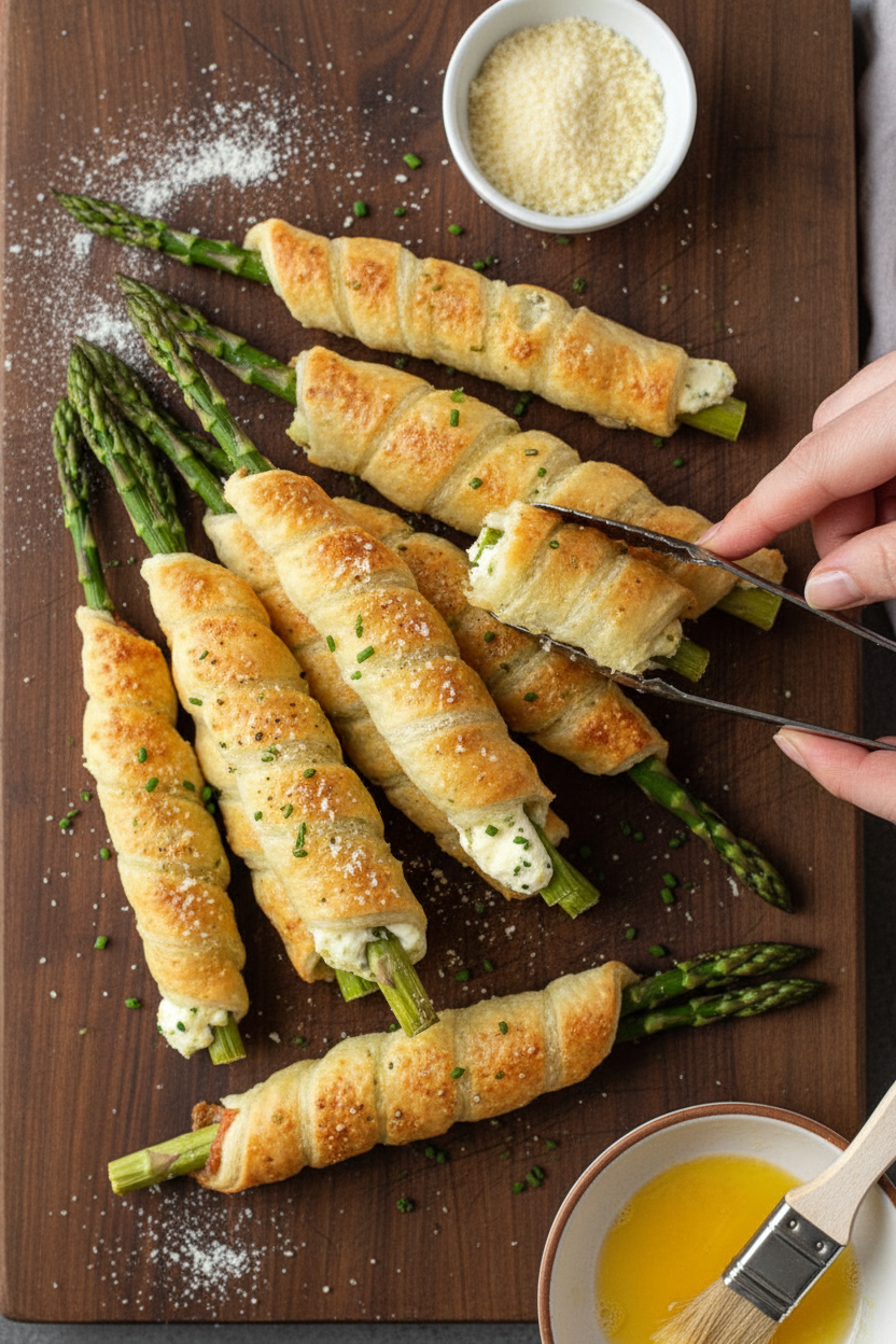 Puffy Pastry Wrapped Asparagus Rolls