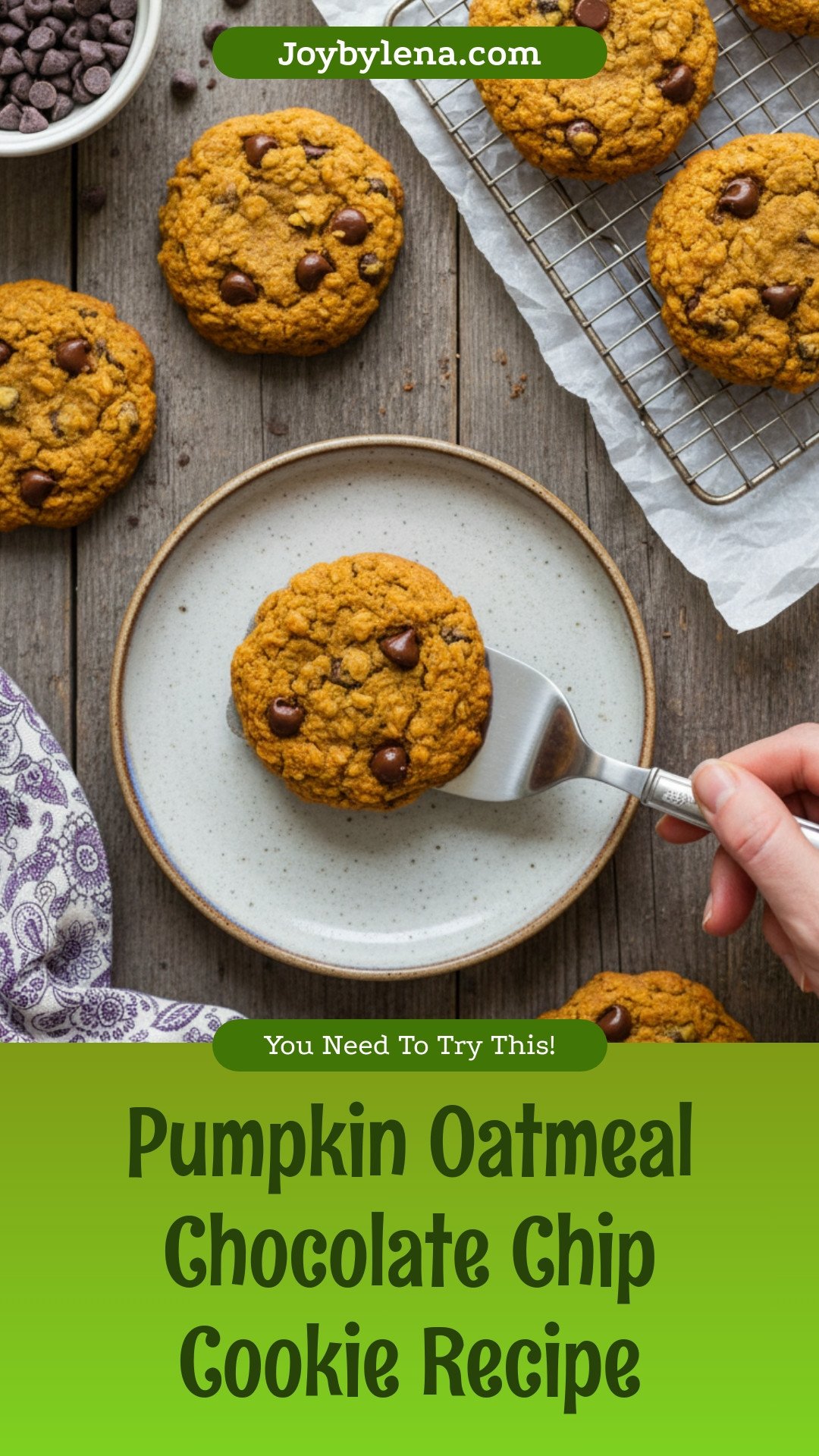Pumpkin Oatmeal Chocolate Chip Cookies
