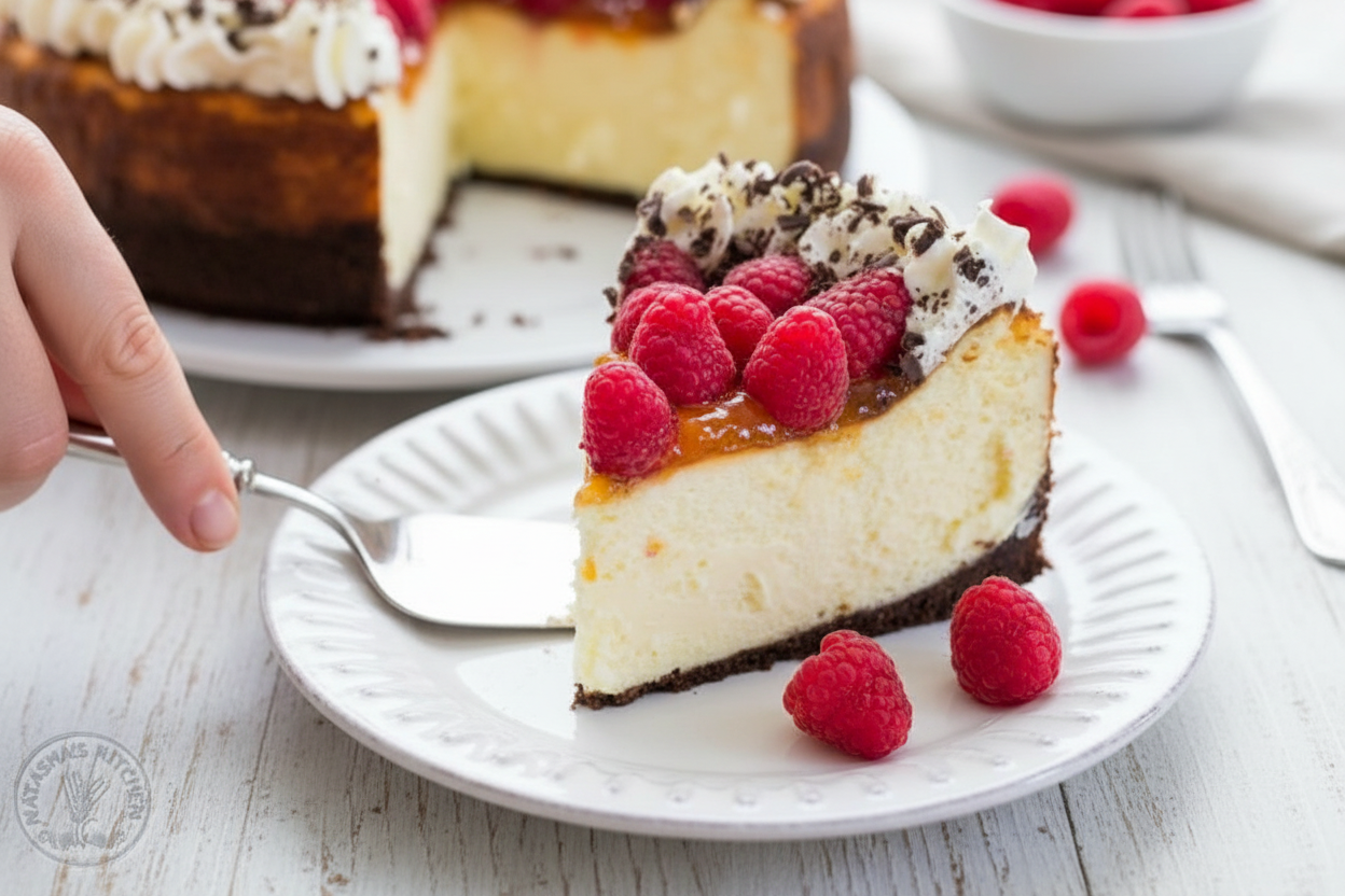 Raspberry Apricot Cheesecake with Chocolate Crust