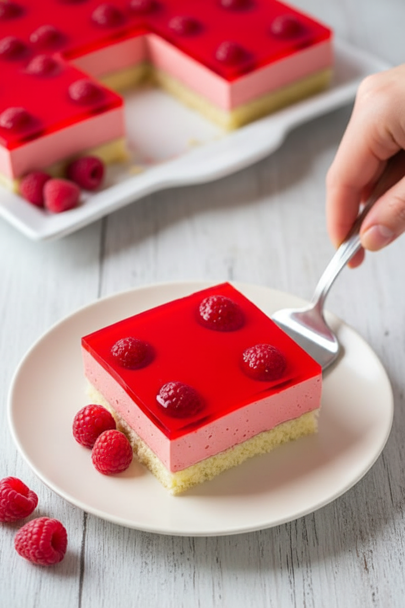 Raspberry Jello Cake Recipe (Video)