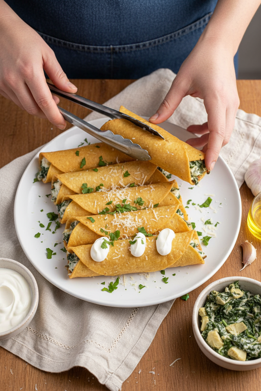 Spinach and Artichoke Taquitos