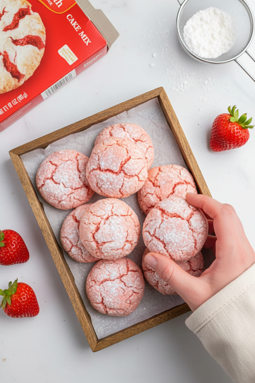 Strawberry Cake Mix Cookies