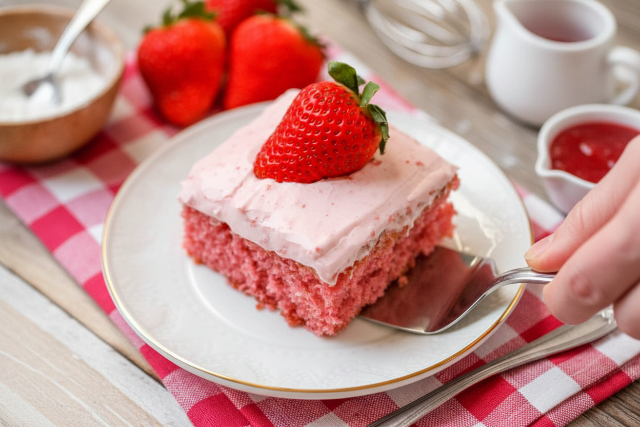 Strawberry Sheet Cake Recipe Easy Homemade Dessert