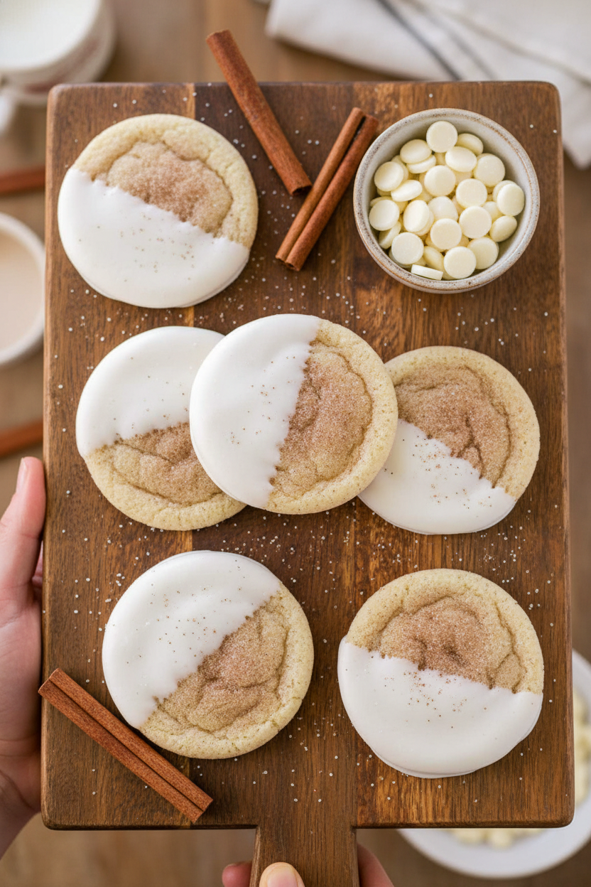 White Chocolate Dipped Snickerdoodles