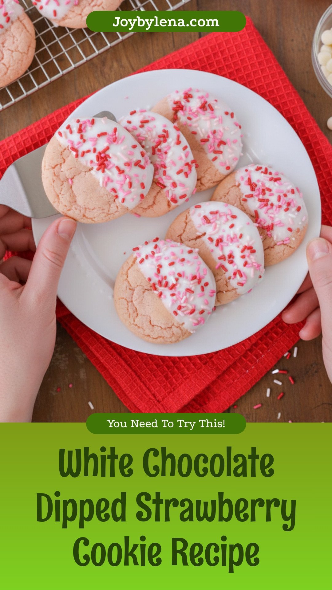 White Chocolate Dipped Strawberry Cookies