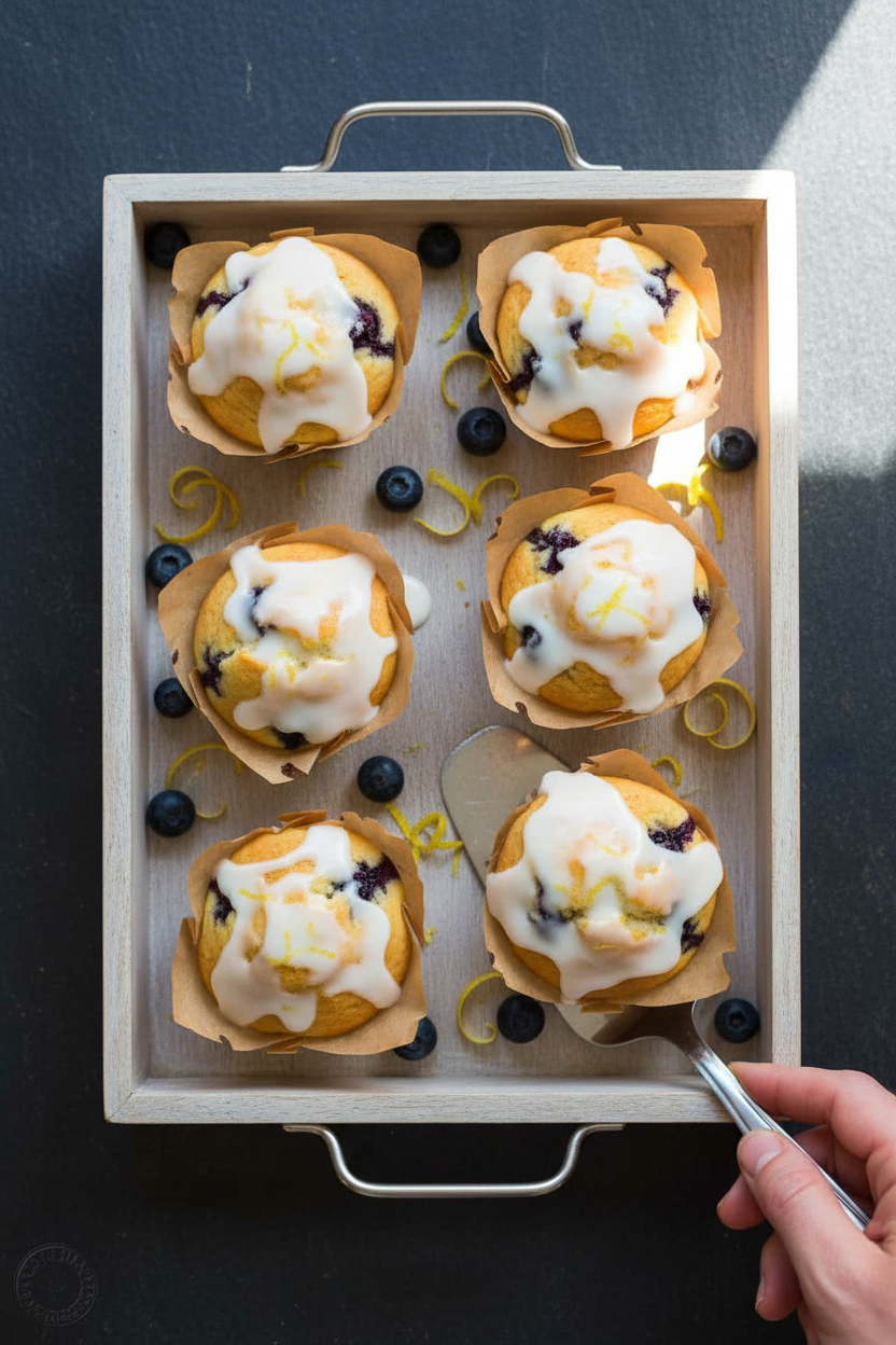 Blueberry Muffins with Lemon Glaze (VIDEO)