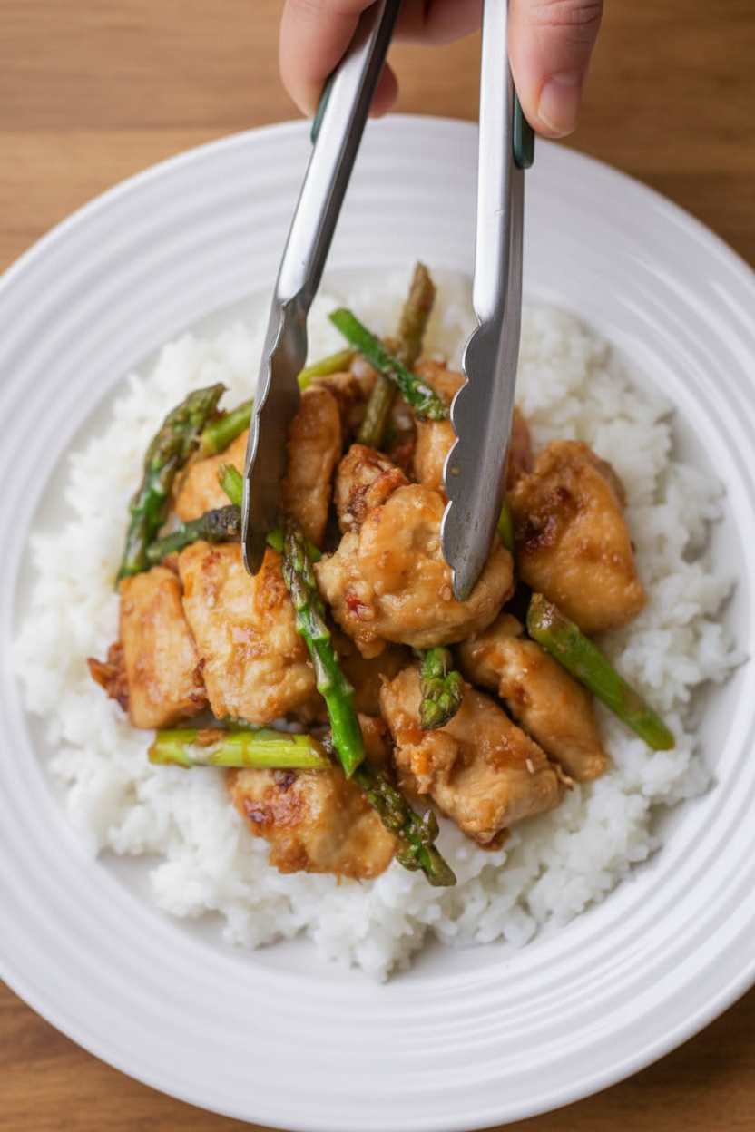 Orange Chicken and Asparagus