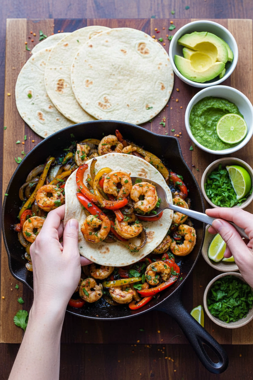Shrimp Fajitas (with Video)