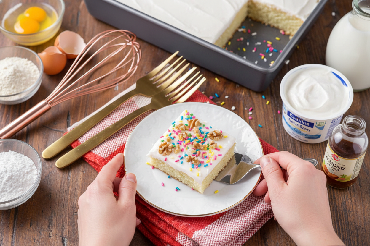 Easy White Texas Sheet Cake Recipe