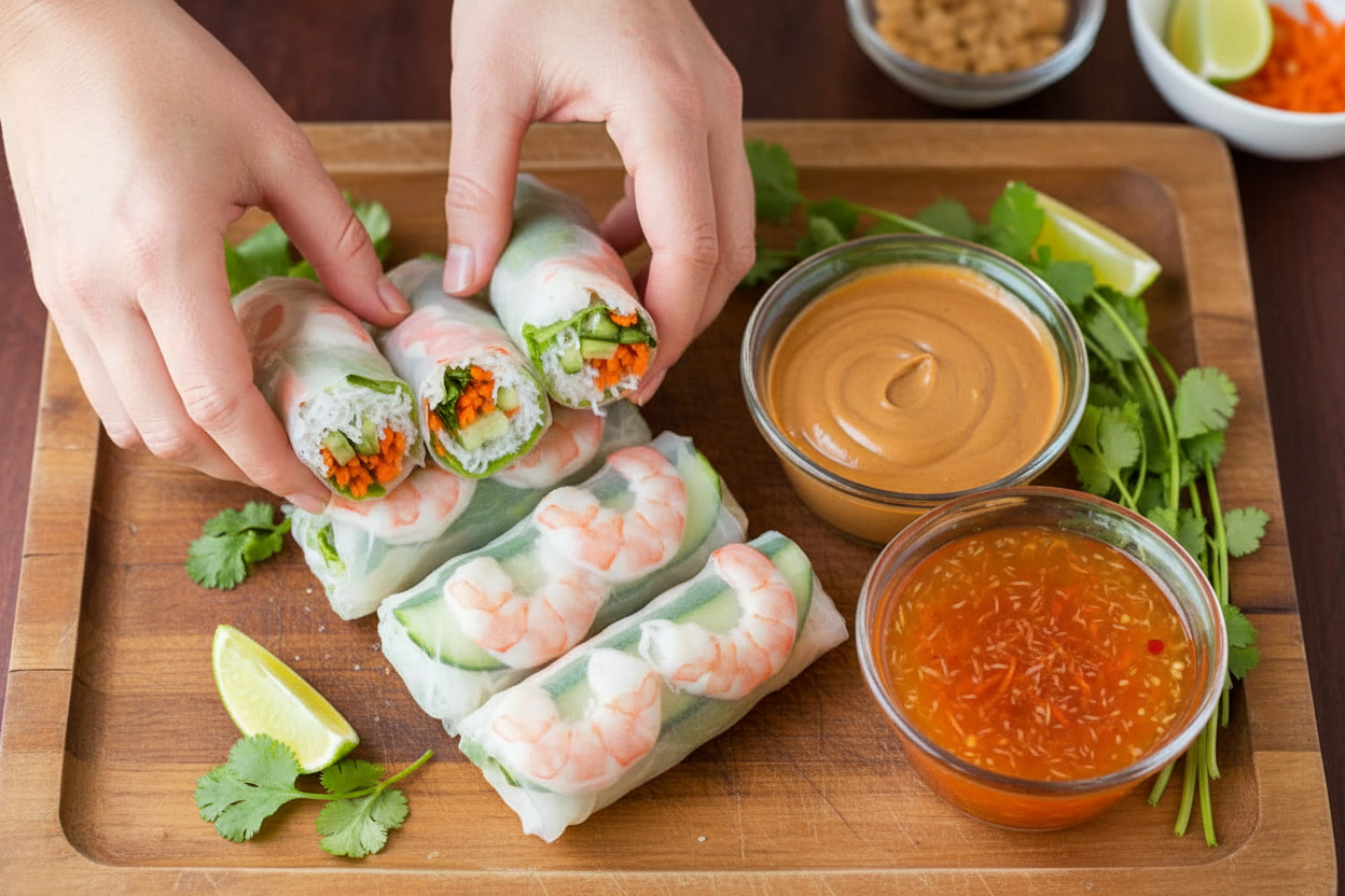 Fresh Spring Rolls with Best Sauce Video Recipe