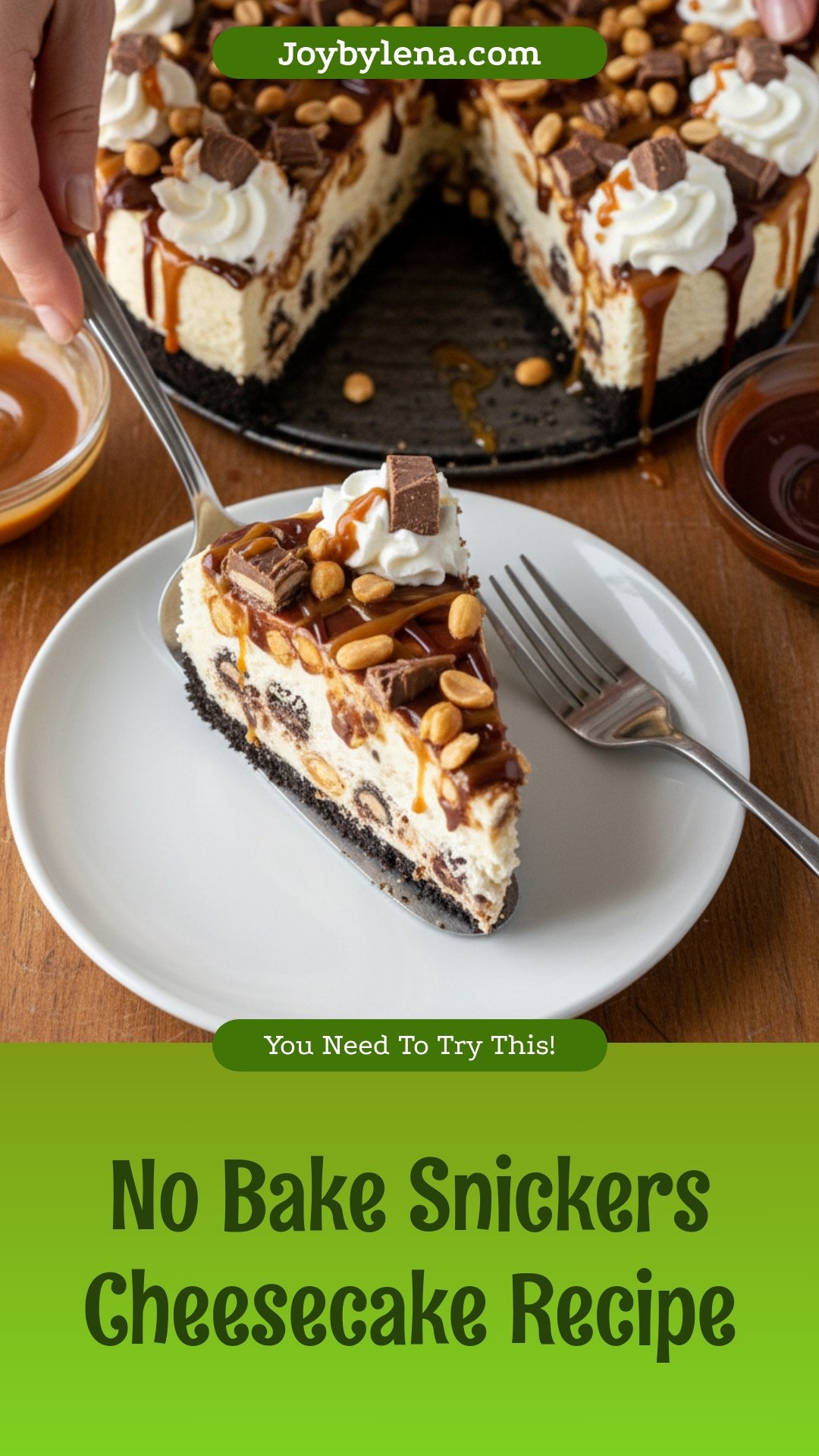 No Bake Snickers Cheesecake