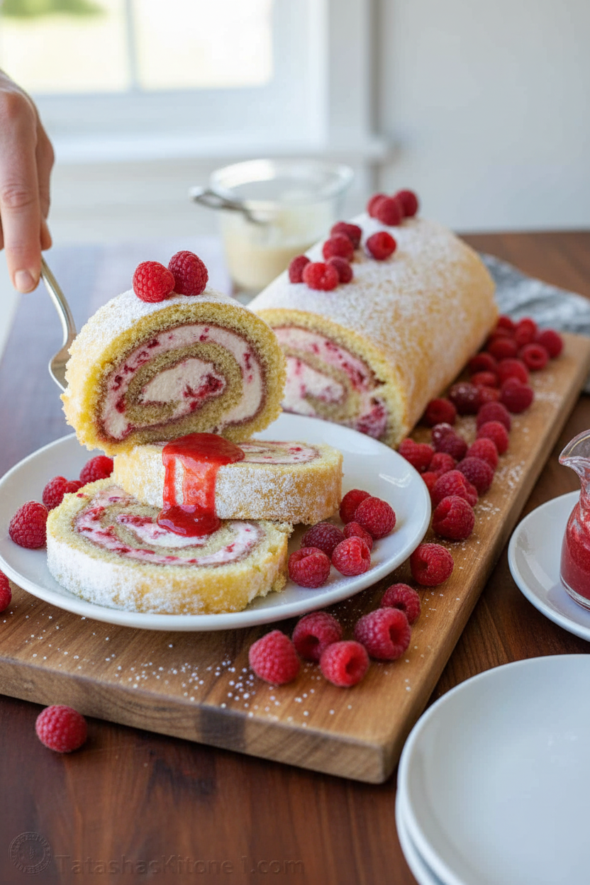 Raspberry Swiss Roll Cake (with Video)