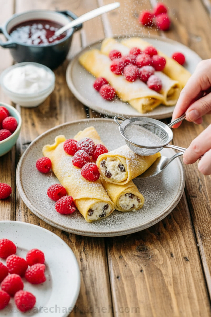 Nalesniki with Cheese and Raisins - Russian Crepes