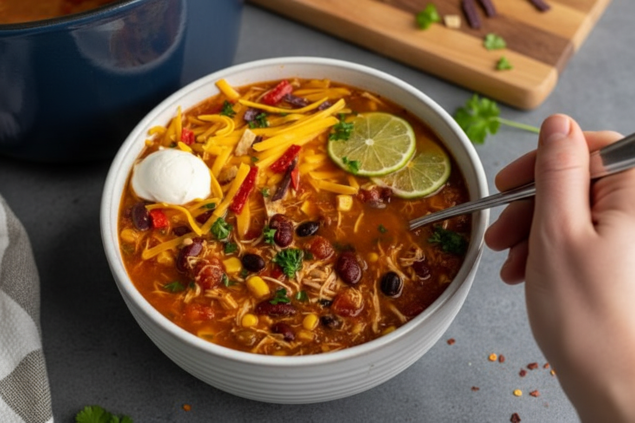 Easy Crock Pot Chicken Taco Soup Recipe
