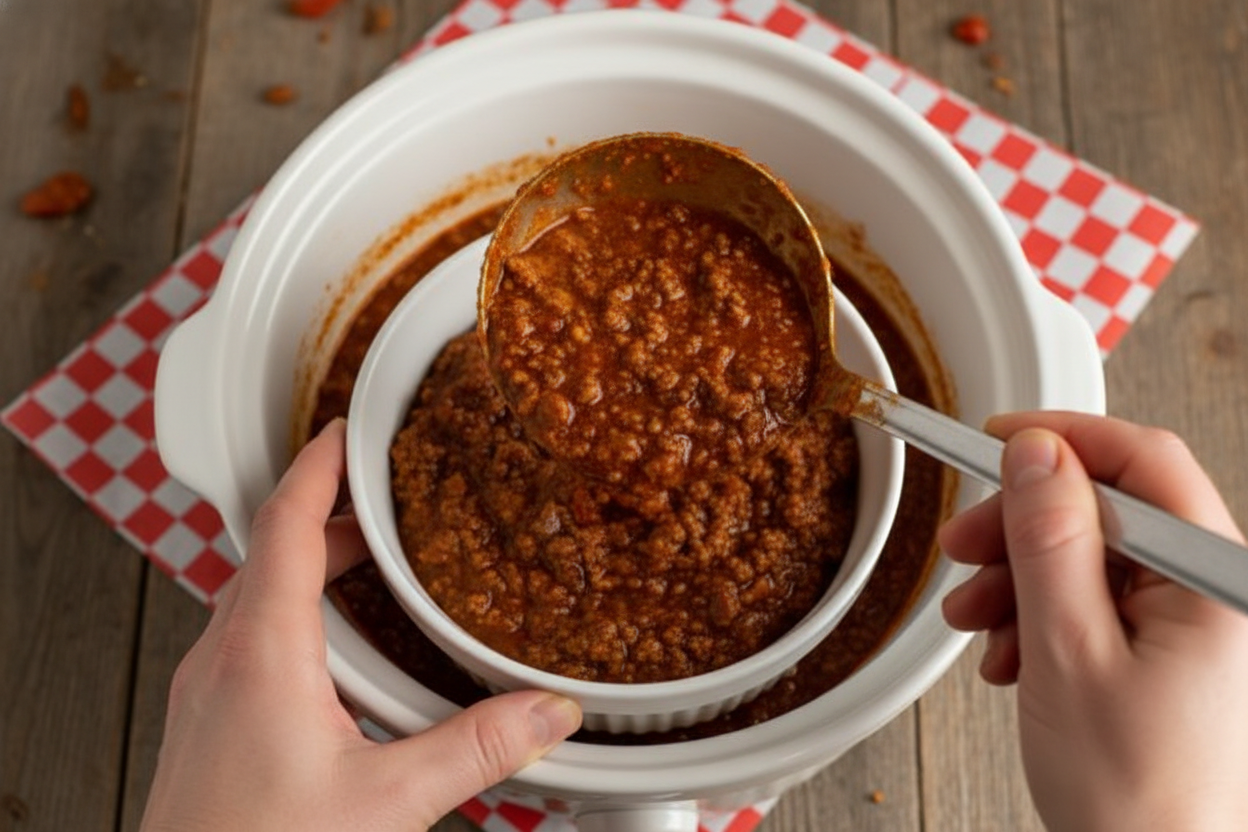 Easy Crockpot Hot Dog Chili Recipe