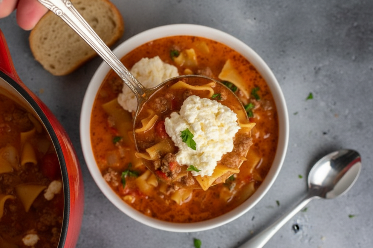 Easy Crockpot Lasagna Soup Recipe