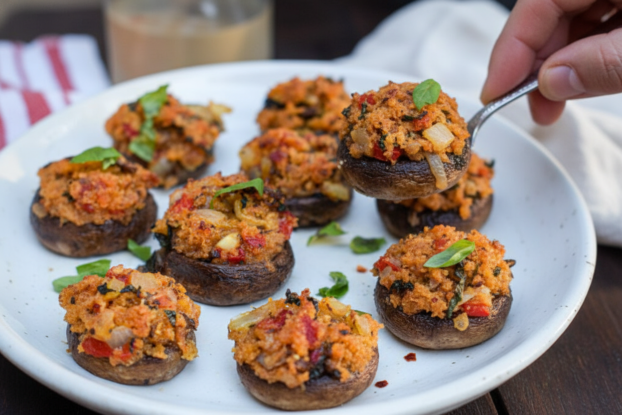 Italian Stuffed Mushrooms Vegan Appetizer Recipe