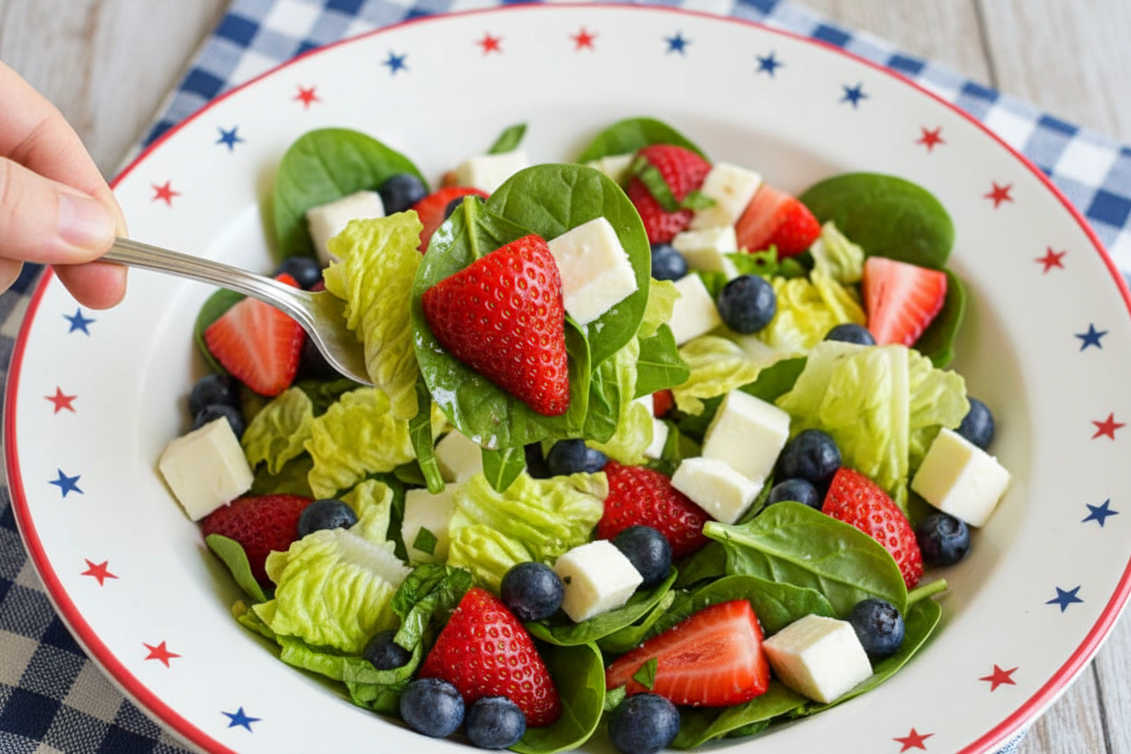 Patriotic Berry Caprese Salad for Fourth of July