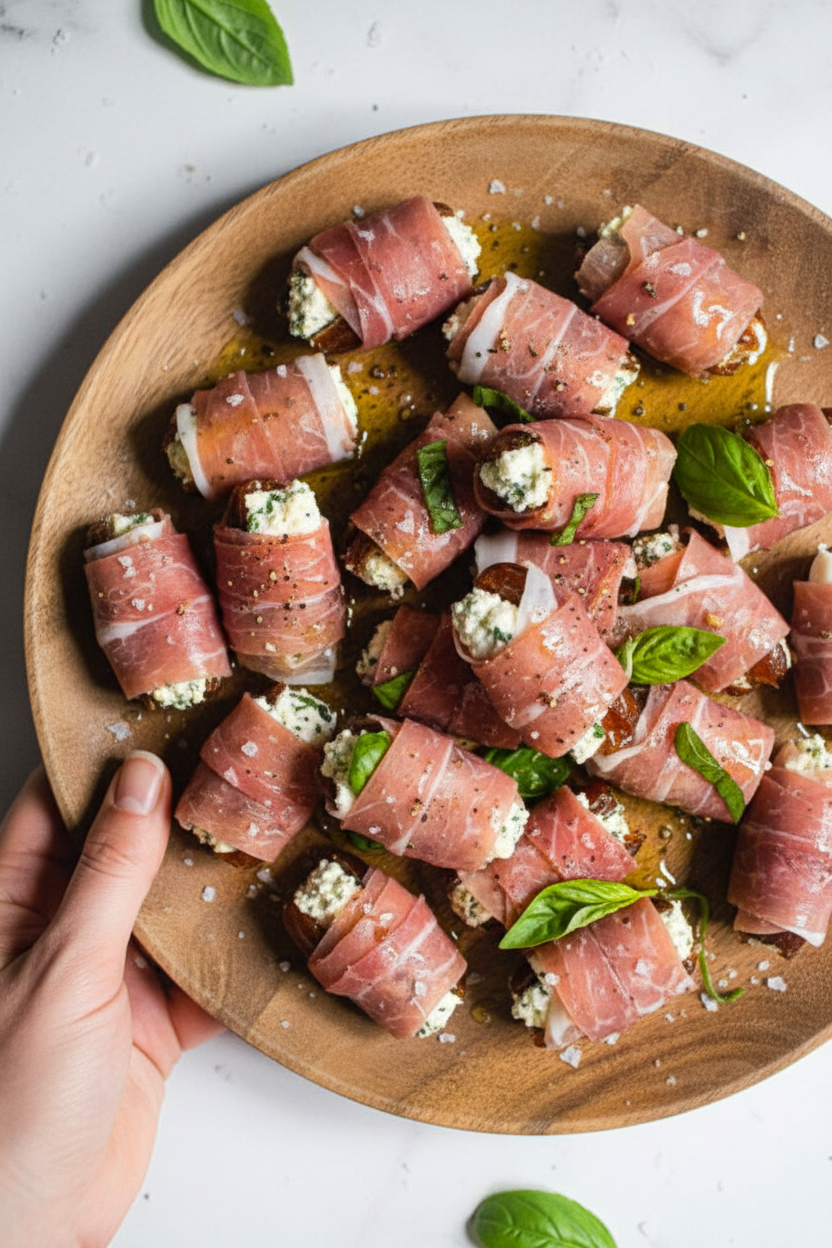 Prosciutto Wrapped Stuffed Dates