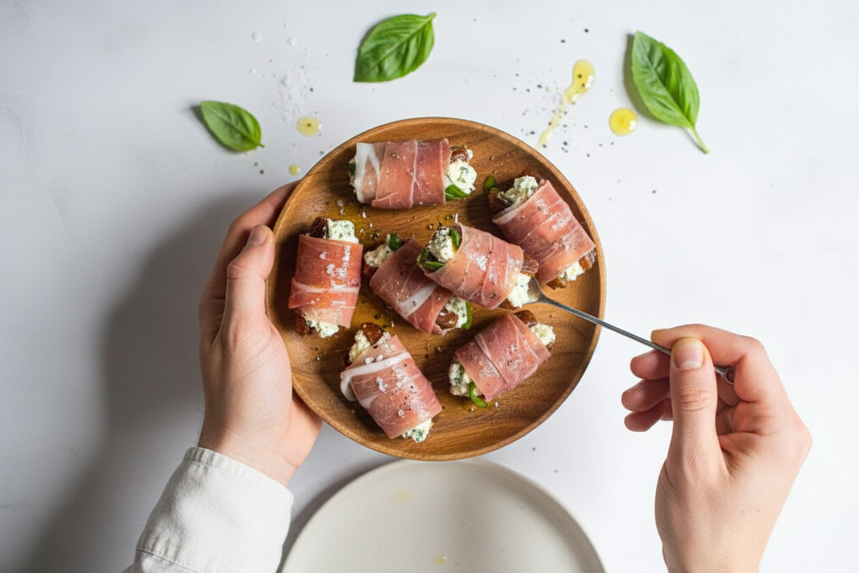 Prosciutto Wrapped Stuffed Dates Recipe