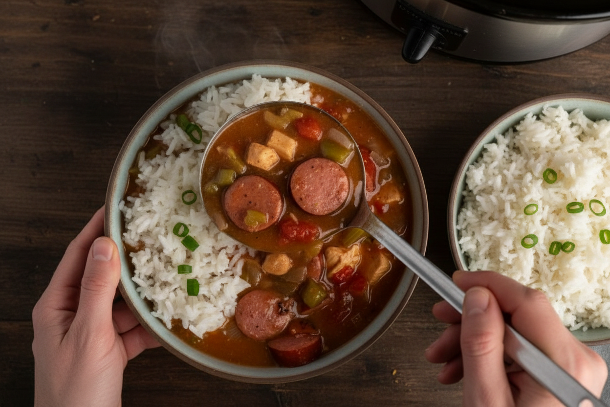 Slow Cooker Chicken and Sausage Gumbo