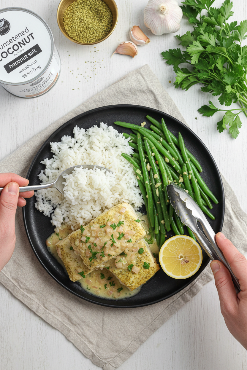 Baked Fish With Lemon Coconut Cream Sauce (Easy Weeknight Dinner)