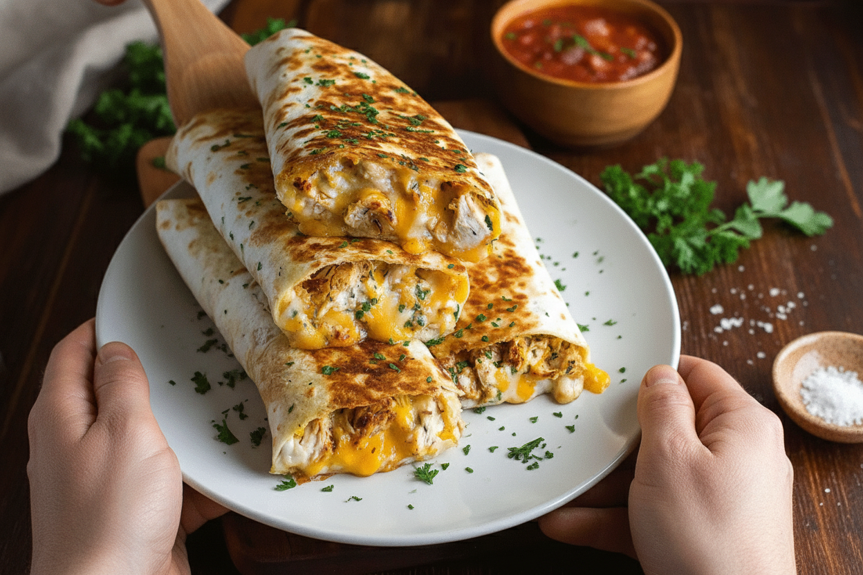 Cheesy Garlic Chicken Wraps Recipe