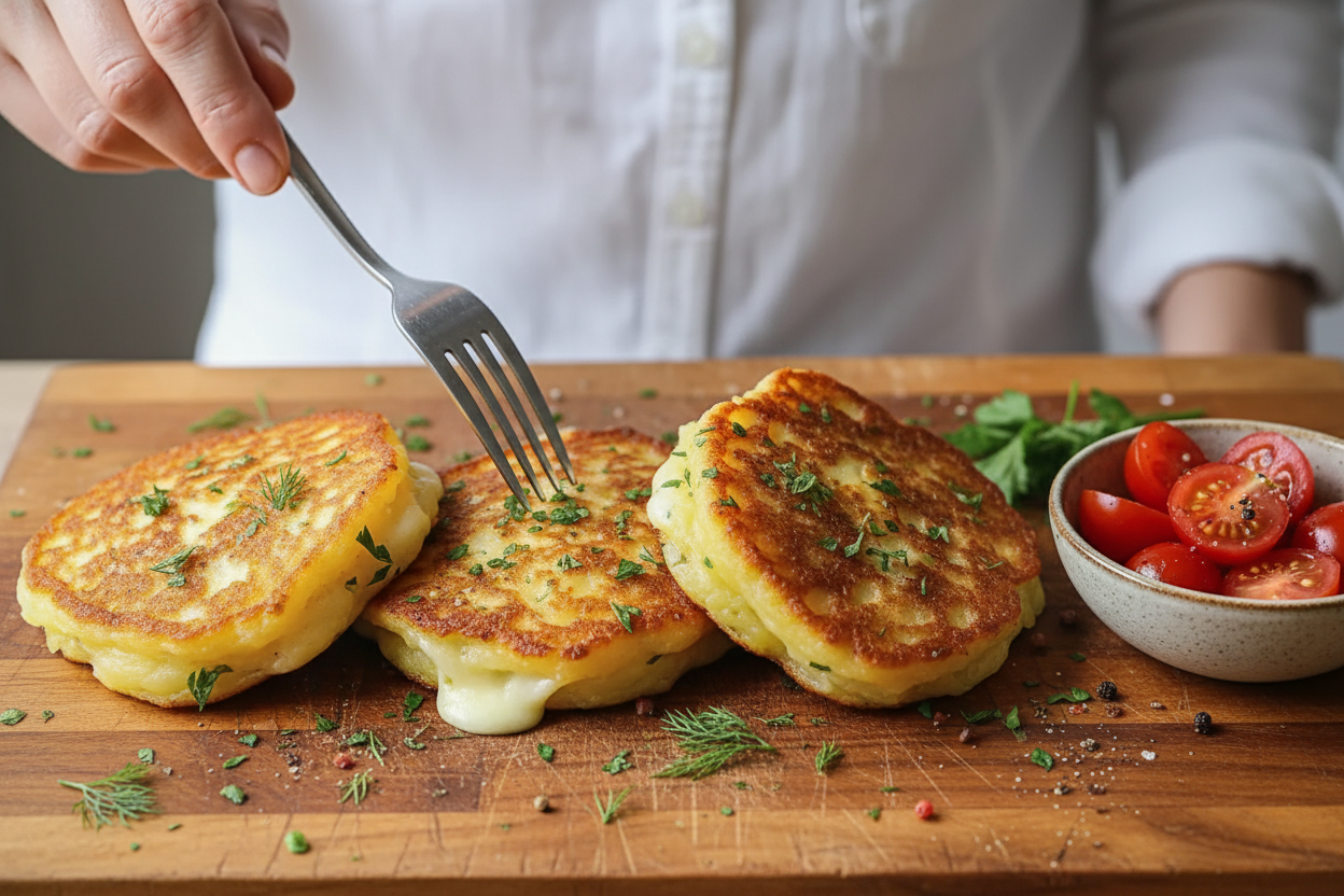Cheesy Potato Onion Pancakes Recipe