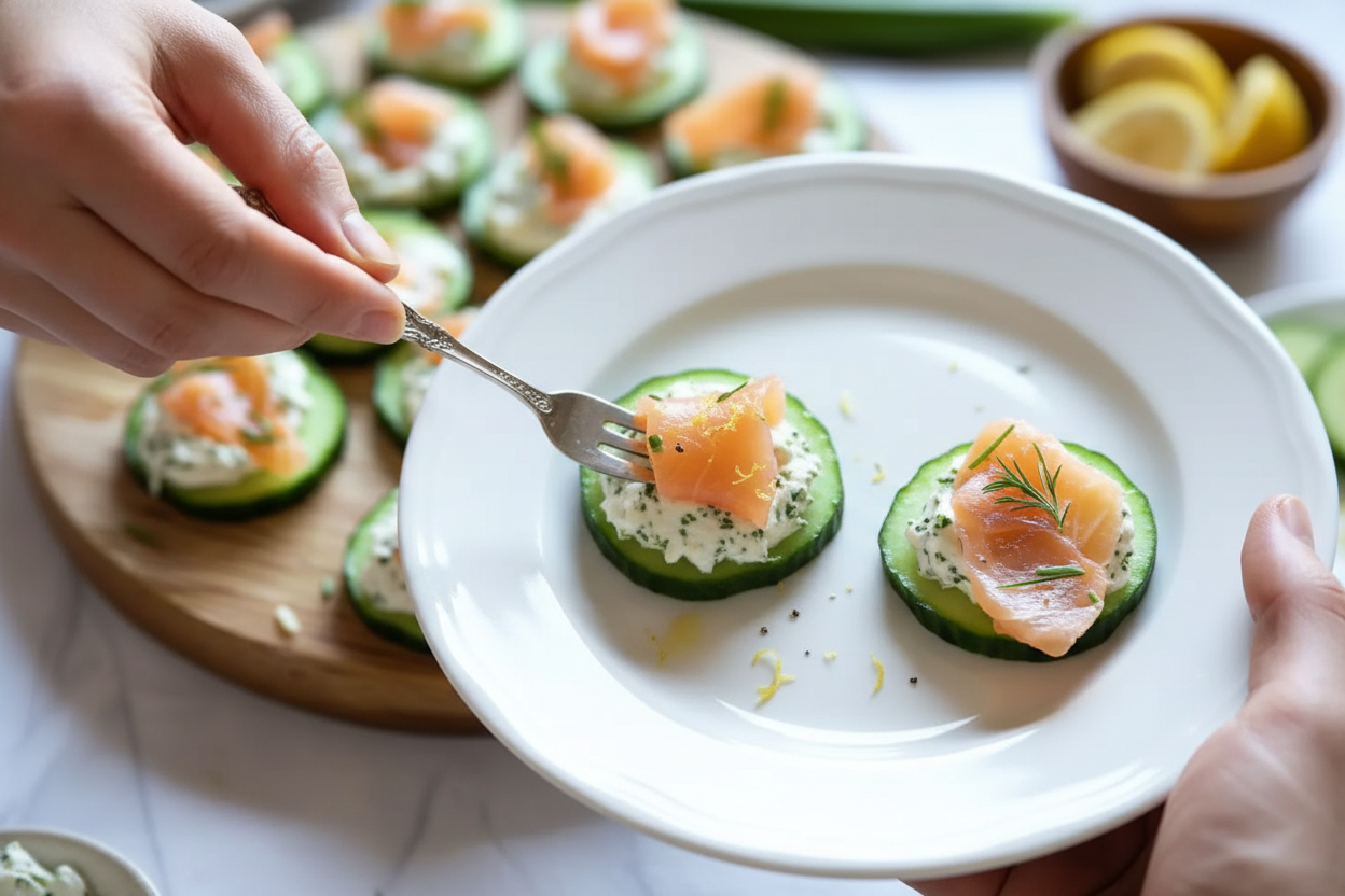 Cool Cucumber Smoked Salmon Bite Appetizers