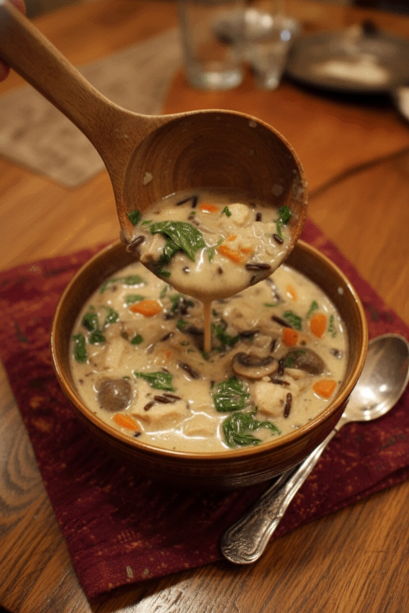 Delicious Creamy Mushroom Chicken and Wild Rice Soup Recipe