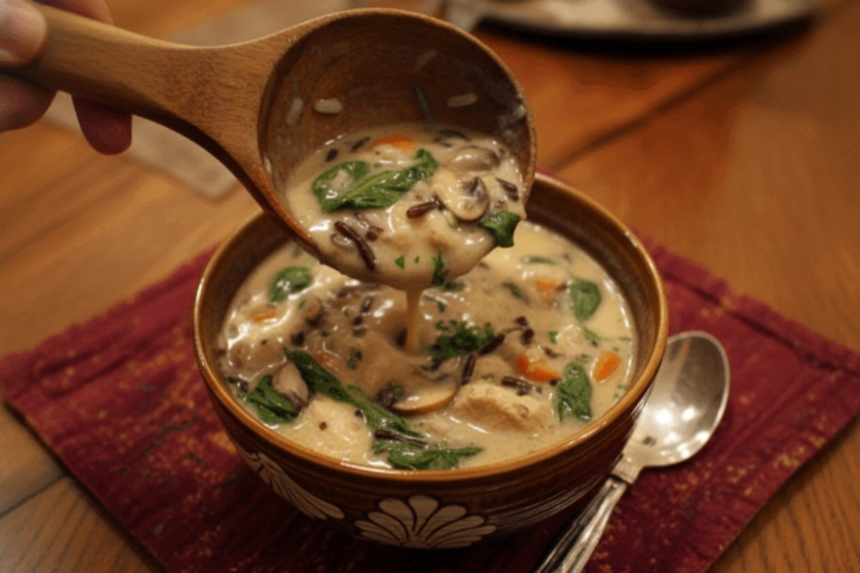 Creamy Mushroom Chicken and Wild Rice Soup