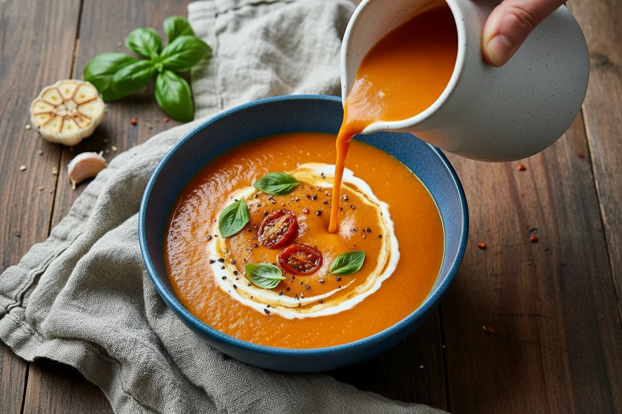 Creamy Roasted Garlic Tomato Soup Recipe