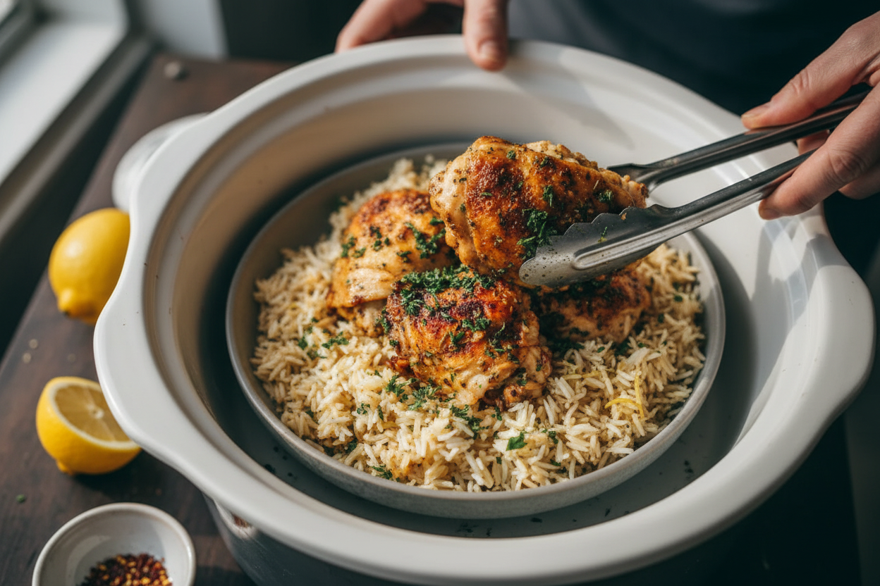 Crock Pot Lemon Chicken and Rice Recipe
