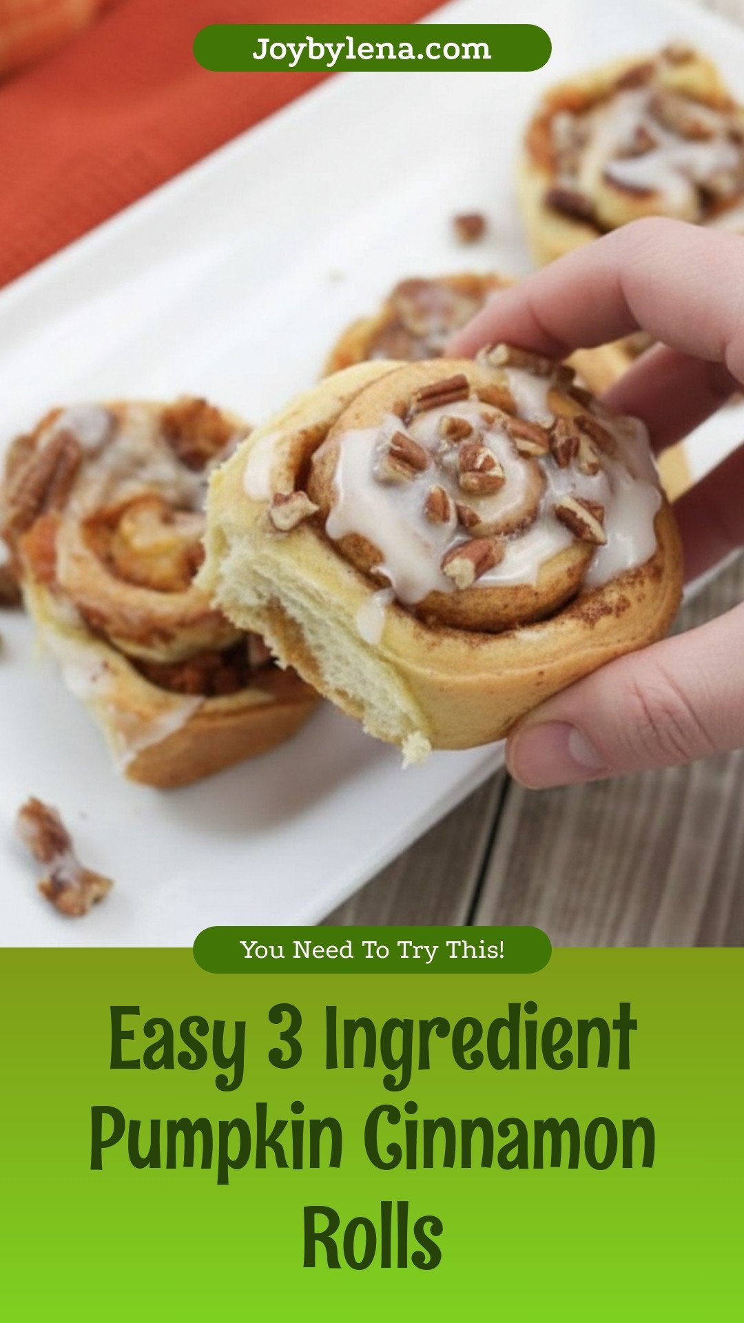 Pumpkin Cinnamon Rolls (3 Ingredients)