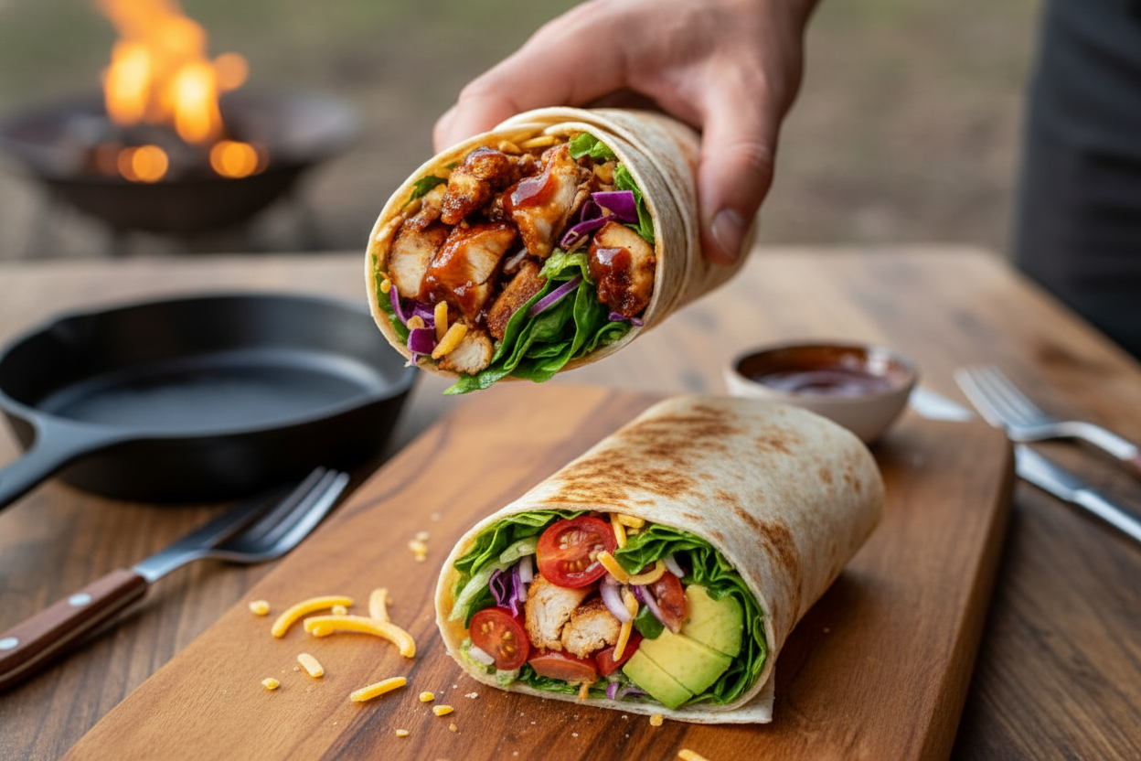 Easy Campfire Honey BBQ Chicken Wraps