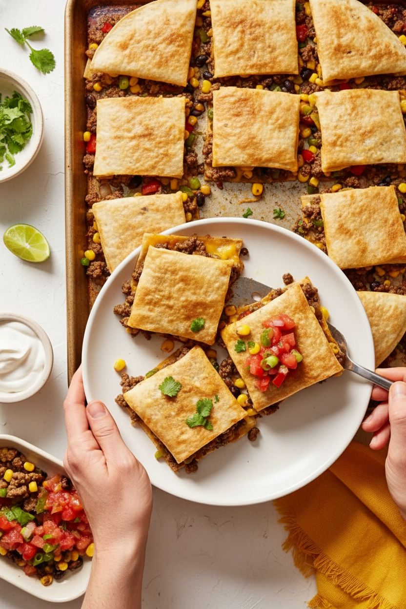 Sheet Pan Beef Quesadillas